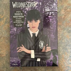 Wednesday Black Wig Pony Tails Gothic MGM